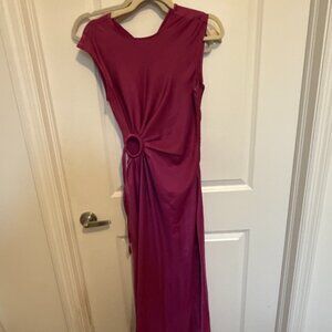 Magenta Sleeveless Maxi Dress with Ring Detail, Size S